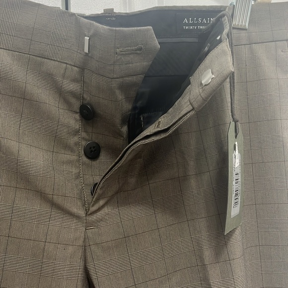 NWT all saints men’s brown checkered pants 33 - Picture 4 of 11